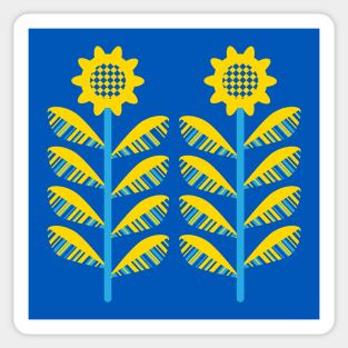 SUNFLOWERS FOR UKRAINE Retro Floral - UnBlink Studio by Jackie Tahara Sticker